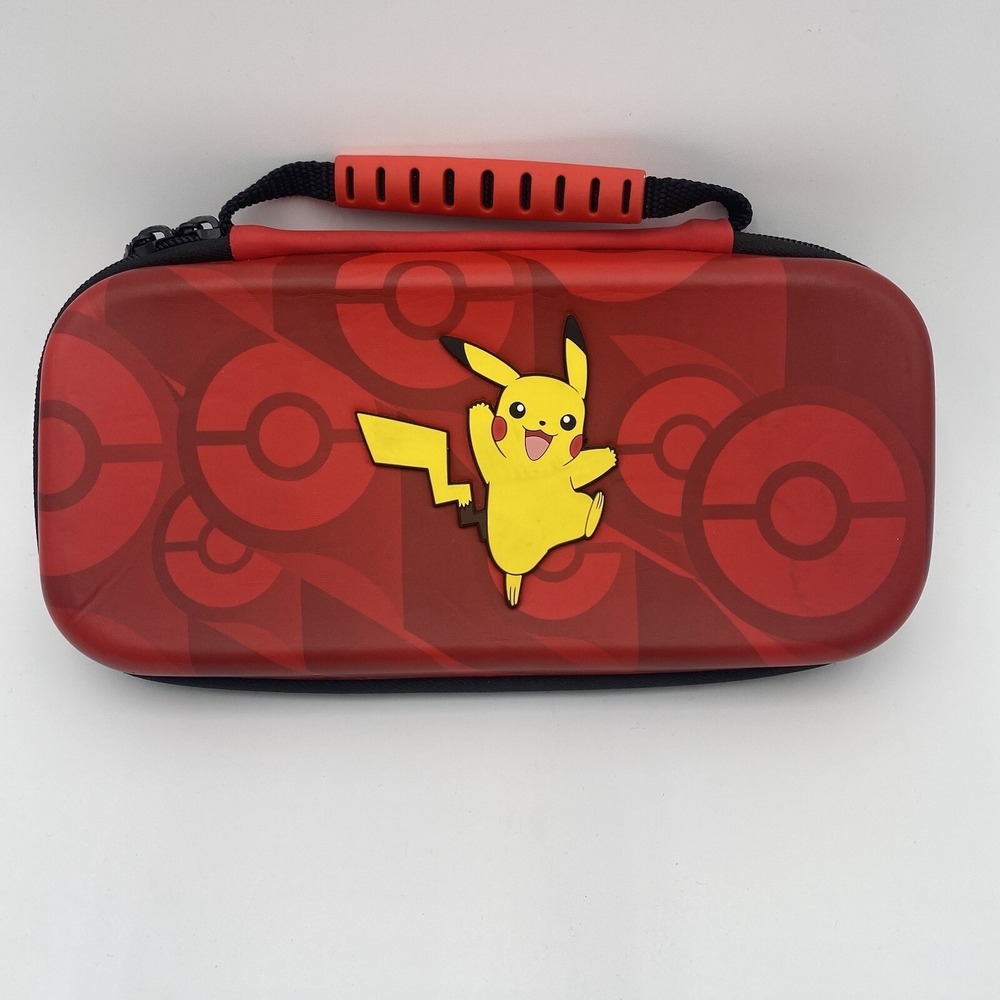 Nintendo Switch Pikachu Pokemon Case Protective‎ Holds Games & Console VGC  Red